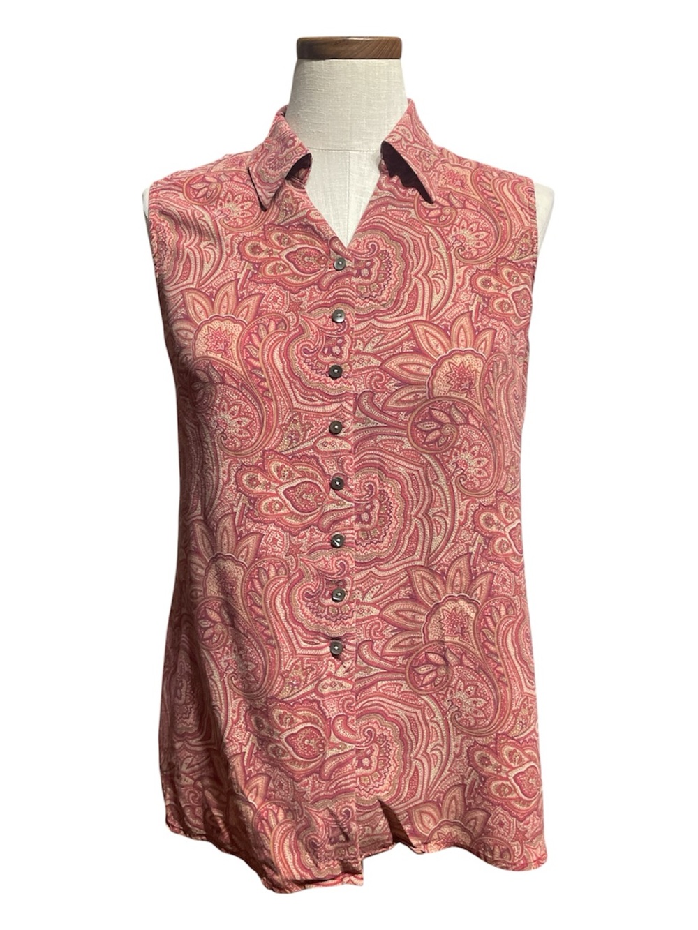 •Talbots Pink Paisley Sleeveless Button-Up Blouse